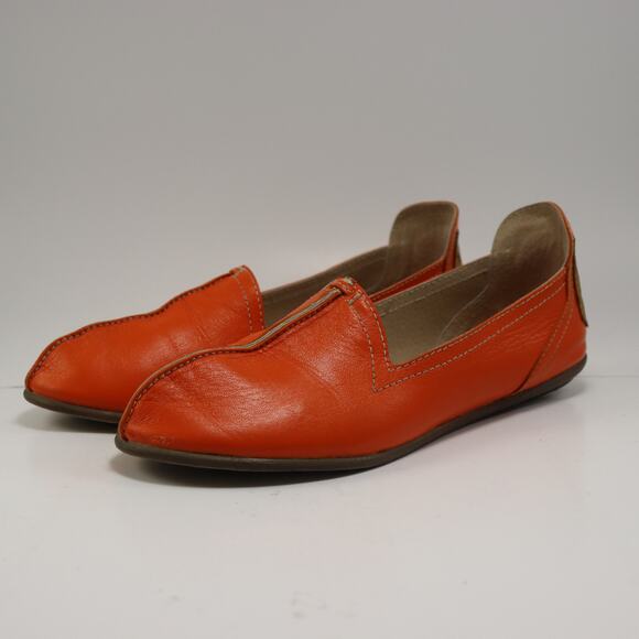 Mayan Roots Women’s 7 Slip On Leather Flats Handmade Loafers Honduras Orange - Picture 1 of 7